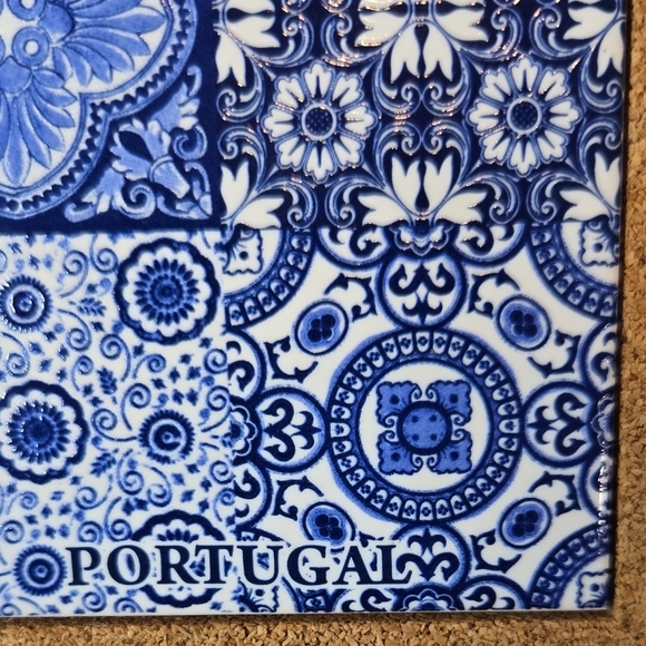 Blue and White Portugal Tile Cork Coaster - Picture 10 of 14